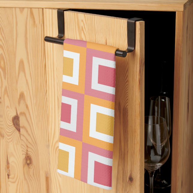 Farbige quadratische Geometrie Geschirrtuch (Drittel gefaltet)