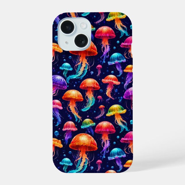 Farbige Qualle iPhone 15 Hülle (Rückseite)