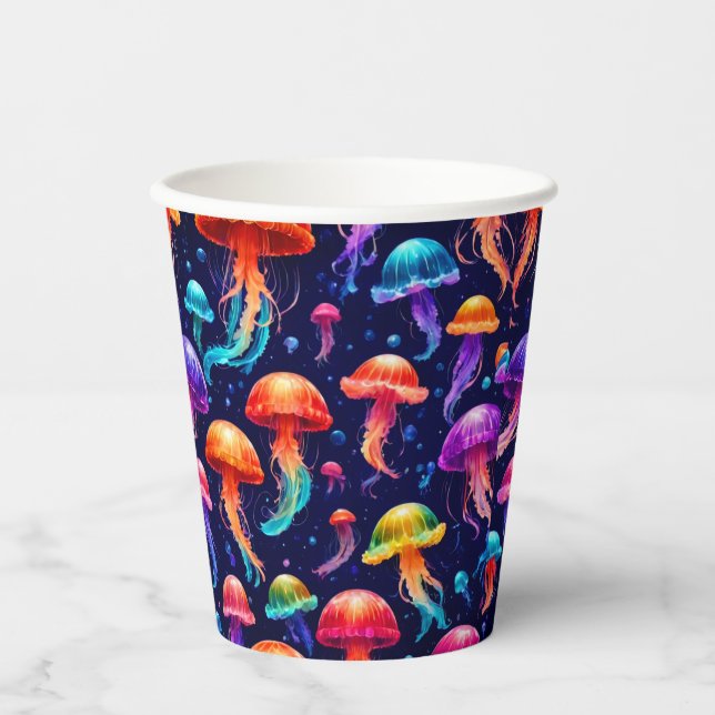 Farbige Qualle Pappbecher (Vorderseite)