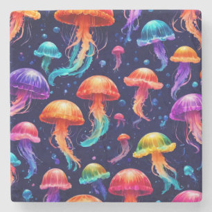 Farbige Qualle Steinuntersetzer