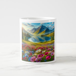 Farbige Quelle/blühender Bergsee Jumbo-Tasse