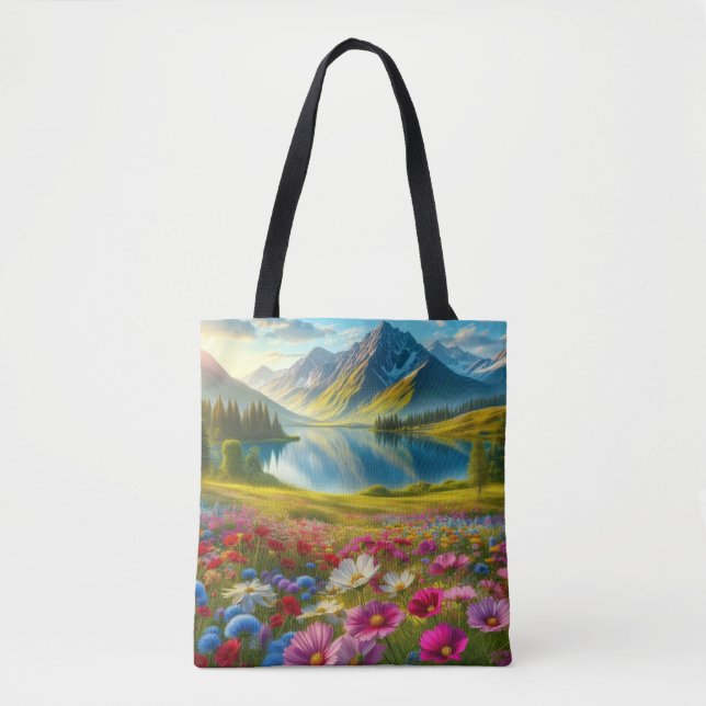 Farbige Quelle/blühender Bergsee Tasche (Vorderseite)