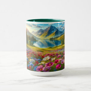 Farbige Quelle/blühender Bergsee Tasse