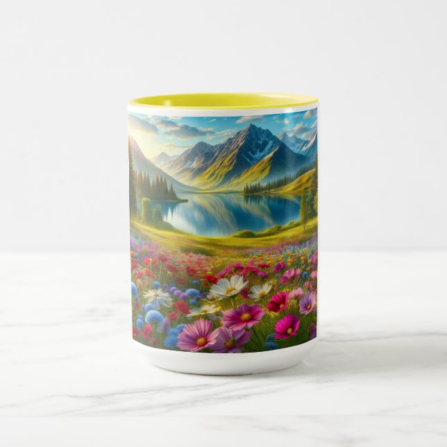 Farbige Quelle/blühender Bergsee Tasse (Zentrum)