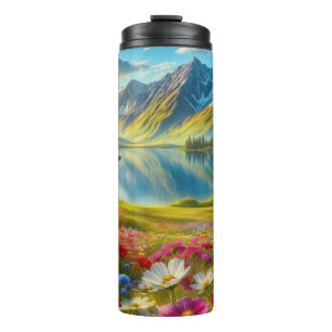 Farbige Quelle/blühender Bergsee Thermosbecher