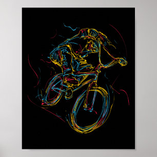 Farbige Radfahrer-Silhouette Radsportler Mountainb Poster