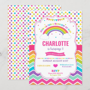 Farbige Rainbow Birthday Party Girl Einladung