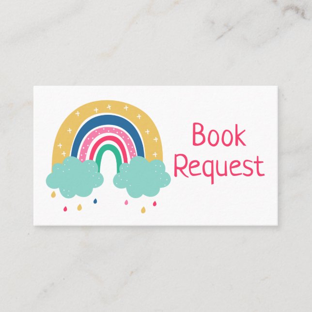 Farbige Rainbow Book Request Card Platzkarte (Vorderseite)