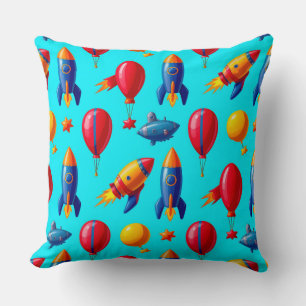 Farbige Raketen, Ballons, Sterne und U-Boote Kissen
