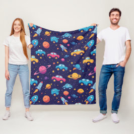 Farbige Raumfahrzeuge für Spielzimmer-Stil Fleecedecke