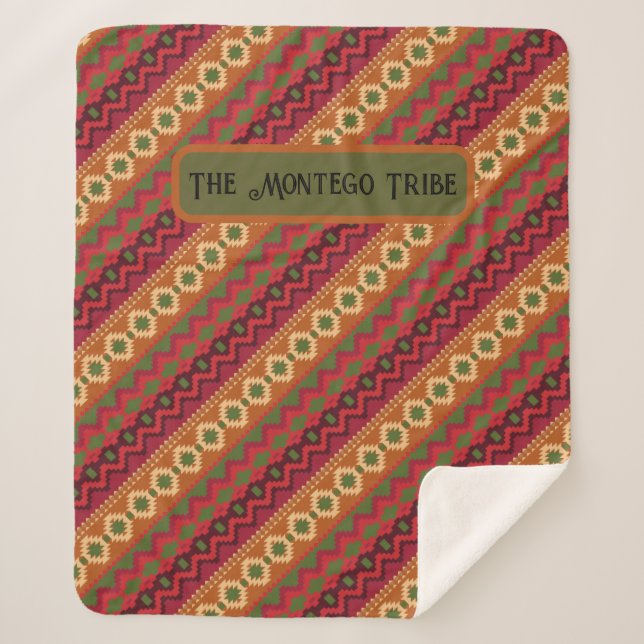Farbige Red Aztec Design Sherpadecke (Vorderseite)