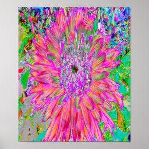 Farbige Regenbogen-Abstrakt Dekorative Dahlienblum Poster