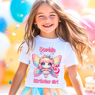 Farbige Regenbogen-Fee-Schmetterling-Birthday T-Shirt