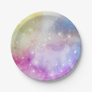 Farbige Regenbogen-Galaxie-Muster Pappteller