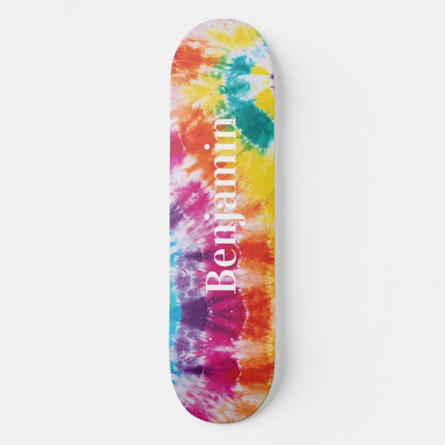 Farbige Regenbogen-Gefärbte Krawatte Individuelle  Skateboard (Vorderseite)