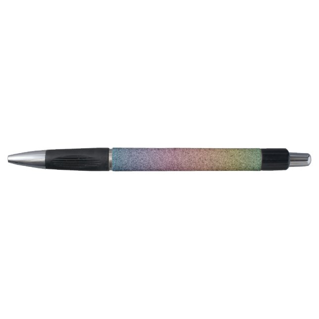 Farbige Regenbogen-Imitate Glitzer Pink Blau Kugelschreiber (Vorderseite)