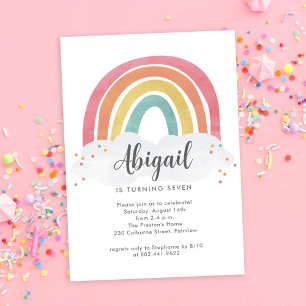 Farbige Regenbogen-Kalligrafie-Kindergeburtstag Einladung