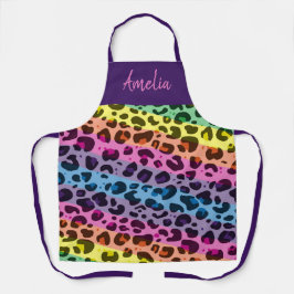 Farbige Regenbogen-Leopardenmuster Schürze