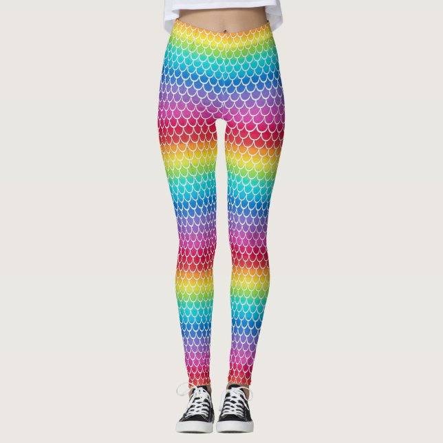 Farbige Regenbogen-Mermaid-Waagen für Leggings (Vorderseite)