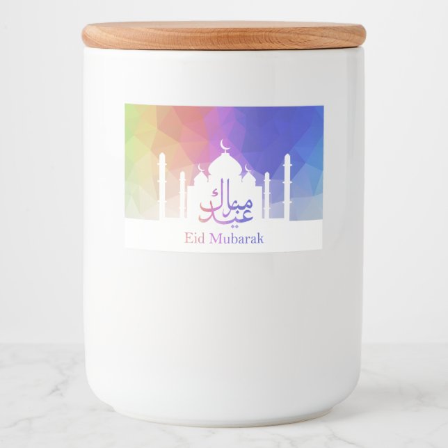Farbige Regenbogen-Polygonal-Eid-Moschee - Lebensm Lebensmitteletikett (Vorderseite)