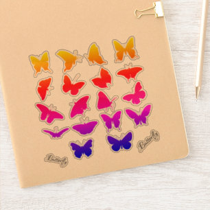 Farbige Regenbogen-Silhouette BUTTERFLY-Blatt/20 Aufkleber