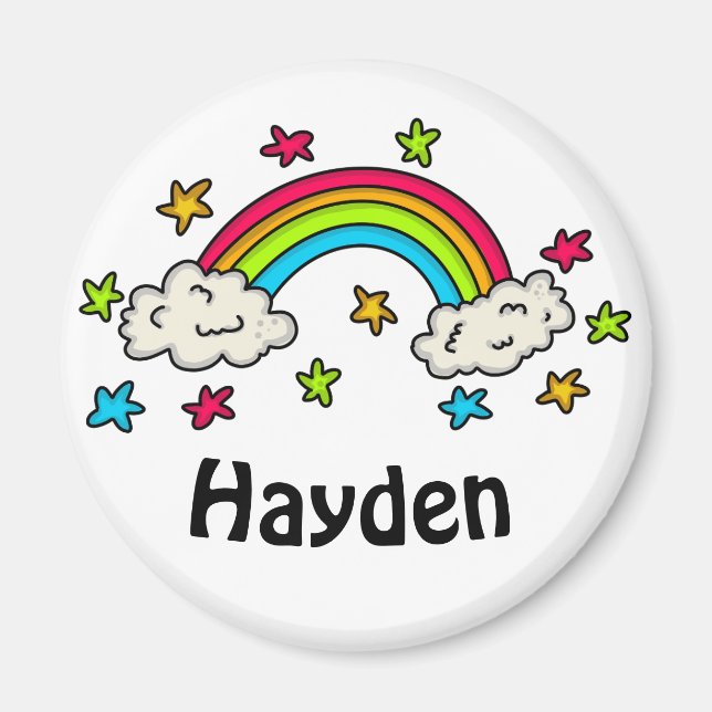 Farbige Regenbogen- und Sternenbezeichnung Kinder Magnet (Vorne)