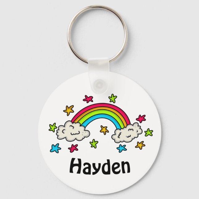 Farbige Regenbogen- und Sternenbezeichnung Kinder Schlüsselanhänger (Vorderseite)