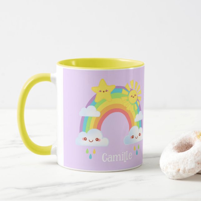 Farbige Regenbogenästhetik Tasse (Mit Donut)