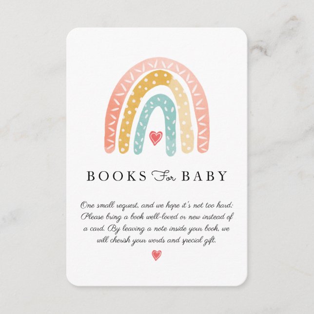 Farbige Regenbogenbücher für Baby Begleitkarte (Vorderseite)