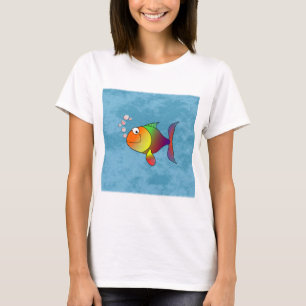 Farbige Regenbogenfarben Cartoon Design T-Shirt