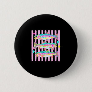 Farbige Regenbogenforelle preppy Sommer See Leben Button