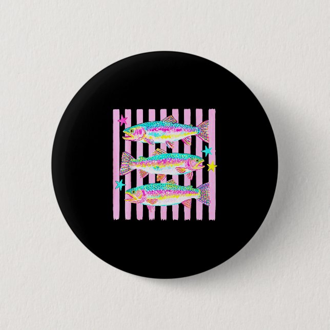 Farbige Regenbogenforelle preppy Sommer See Leben Button (Vorderseite)