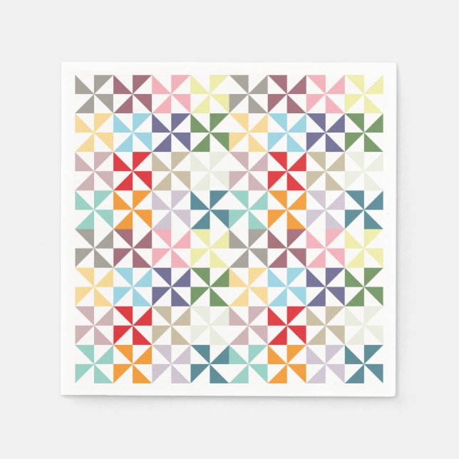 Farbige Regenbogengeometrie Pinwheels Serviette (Vorderseite)
