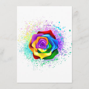 Farbige Regenbogenrose Begleitkarte