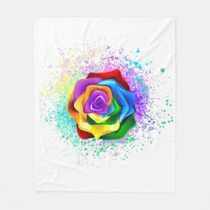 Farbige Regenbogenrose Fleecedecke