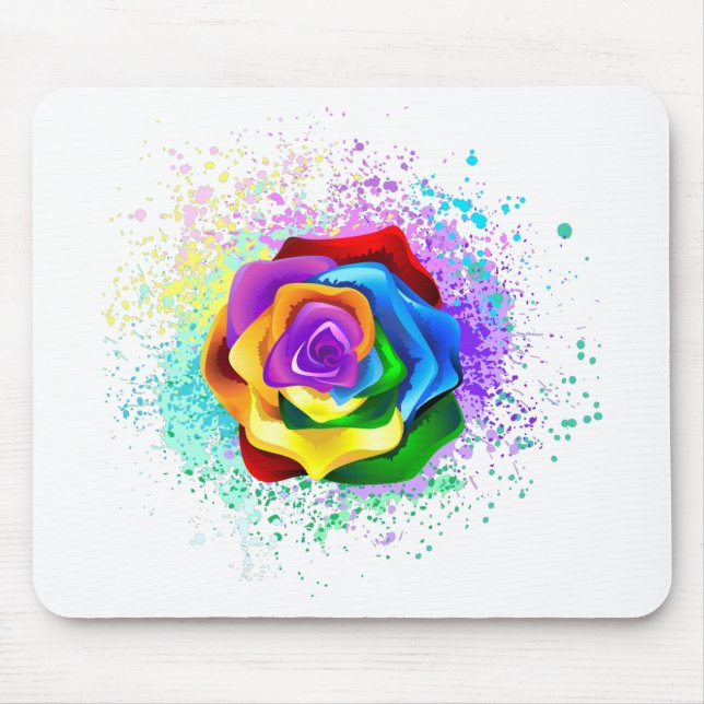 Farbige Regenbogenrose Mousepad (Vorne)