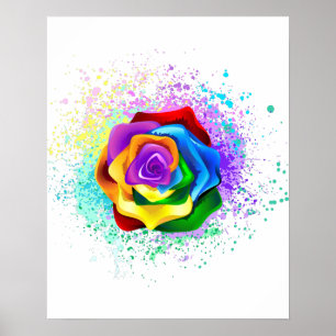 Farbige Regenbogenrose Poster
