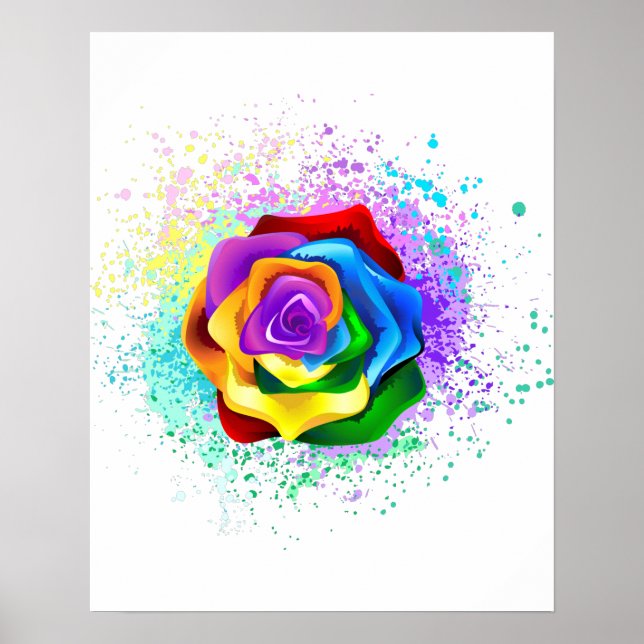 Farbige Regenbogenrose Poster (Vorne)