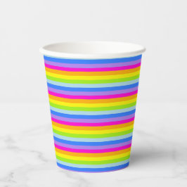 Farbige Regenbogenstreifen, rosa lila Party Pappbecher