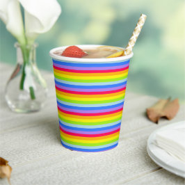 Farbige Regenbogenstreifen, rotes lila Party Pappbecher
