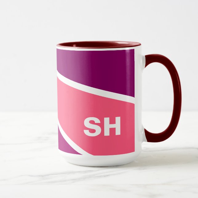 Farbige Regenfälle, kundenspezifische Monogramm-Ta Tasse (Rechts)