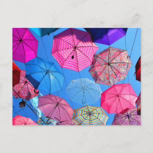 Farbige Regenschirme Kunstinstallation Postkarte