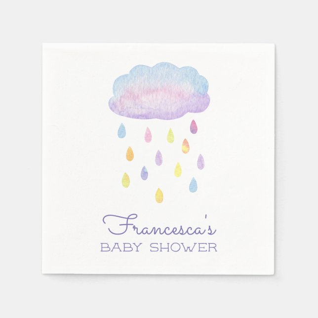 Farbige Regentropfen und Sprinkles Babydusche Serviette (Vorderseite)