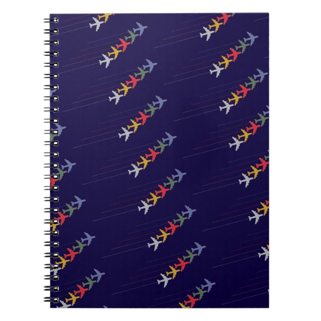 farbige Reiseflugzeuge Notizblock (Vorderseite)