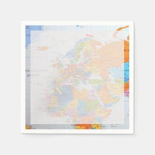 Farbige Reisekarte Serviette
