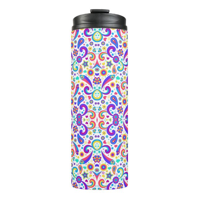 Farbige Reisetasche mit lebendigen Thermosbecher (Vorderseite)