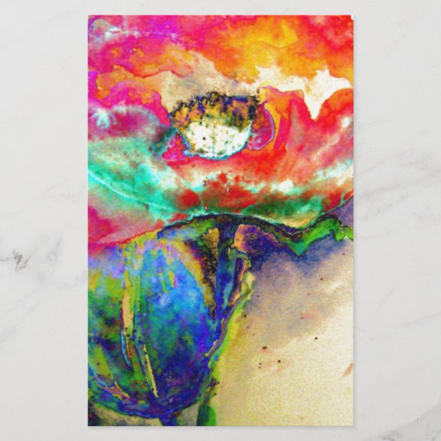 Farbige Retro-Abstrakte Aquarellmalerei Briefpapier (Vorderseite)