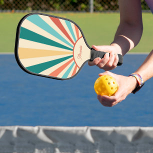 Farbige Retro-Abstrakte Sonnenstrahlen Sonnenaufga Pickleball Schläger
