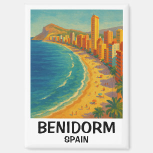 Farbige Retro Benidorm Spanien Costa Blanca Reise Magnet