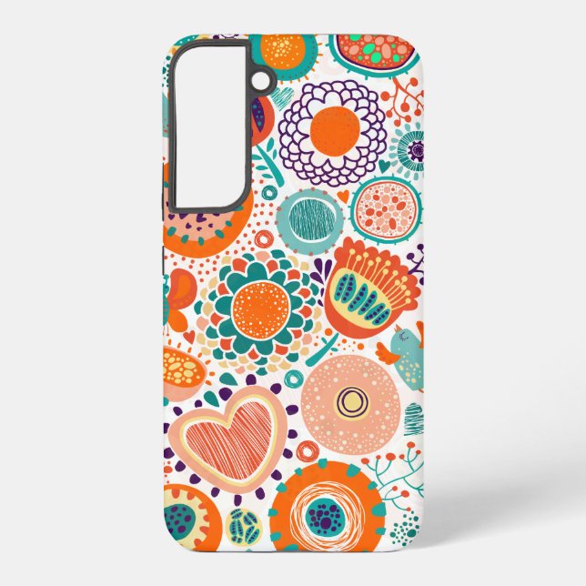 Farbige Retro-Blume Muster 3a Samsung Galaxy Hülle (Rückseite)